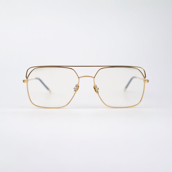 Square Gold-tone Metal Frame Optical Glasses