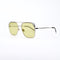 Square Silver-tone Metal Frame Sunglasses with Olive Green Lenses