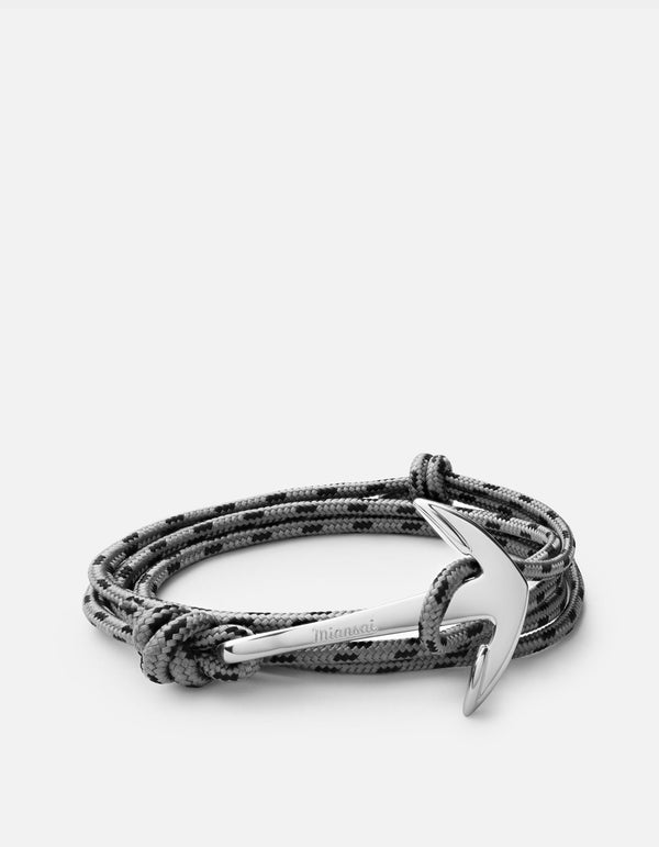 Anchor on Rope bracelet, Polished Silver, Concrete