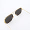 Square Gold-tone Metal Frame Sunglasses with Gray Lenses