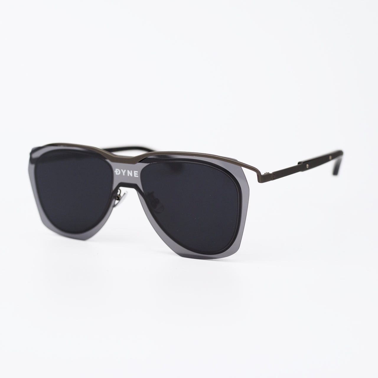 Matt Gray Coated Metal Frame Sunglasses with Black Layered Lens
