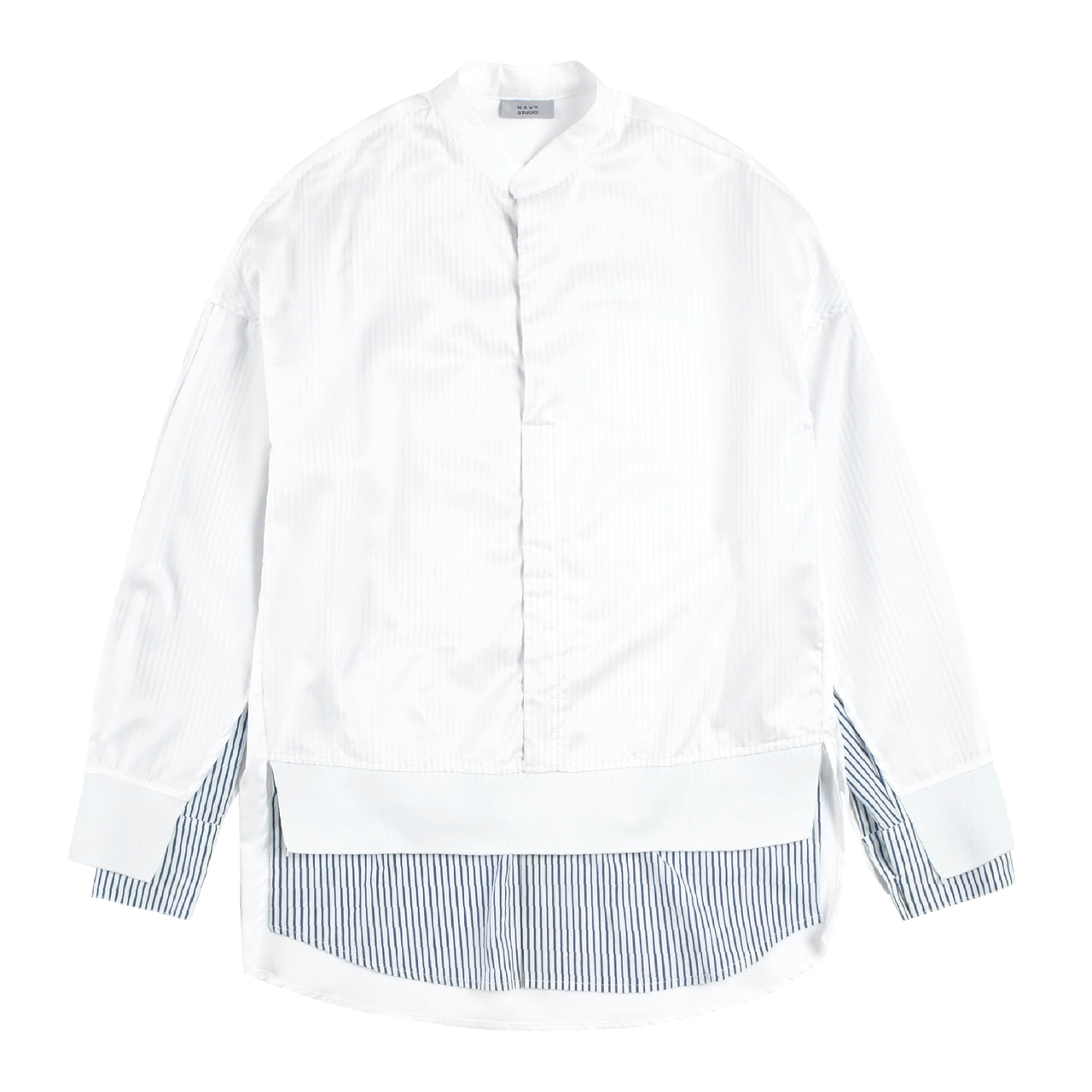 Navy Studio Double Layered White / Blue Stripe Shirt