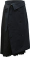 Trenchcoat Detail Wrap Pleats Black Skirt