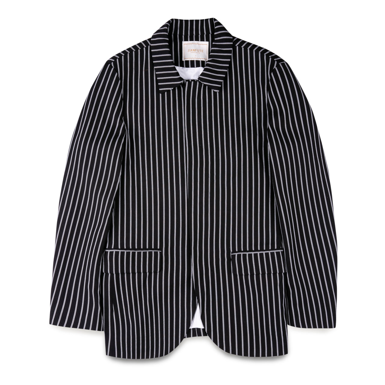 Jianfute Black and White Striped Blazer