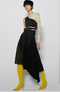 Contrast Stitched Asymmetric Pleated Wrap Skirt