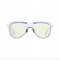 Matt White and Blue Coated Metal Frame Sunglasses with Yellow Layered Lens