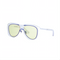 Matt White and Blue Coated Metal Frame Sunglasses with Yellow Layered Lens