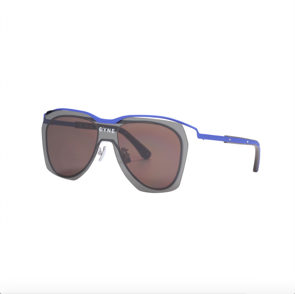 Matt Blue Coated Metal Frame Sunglasses with Dark Gray Layered Lens